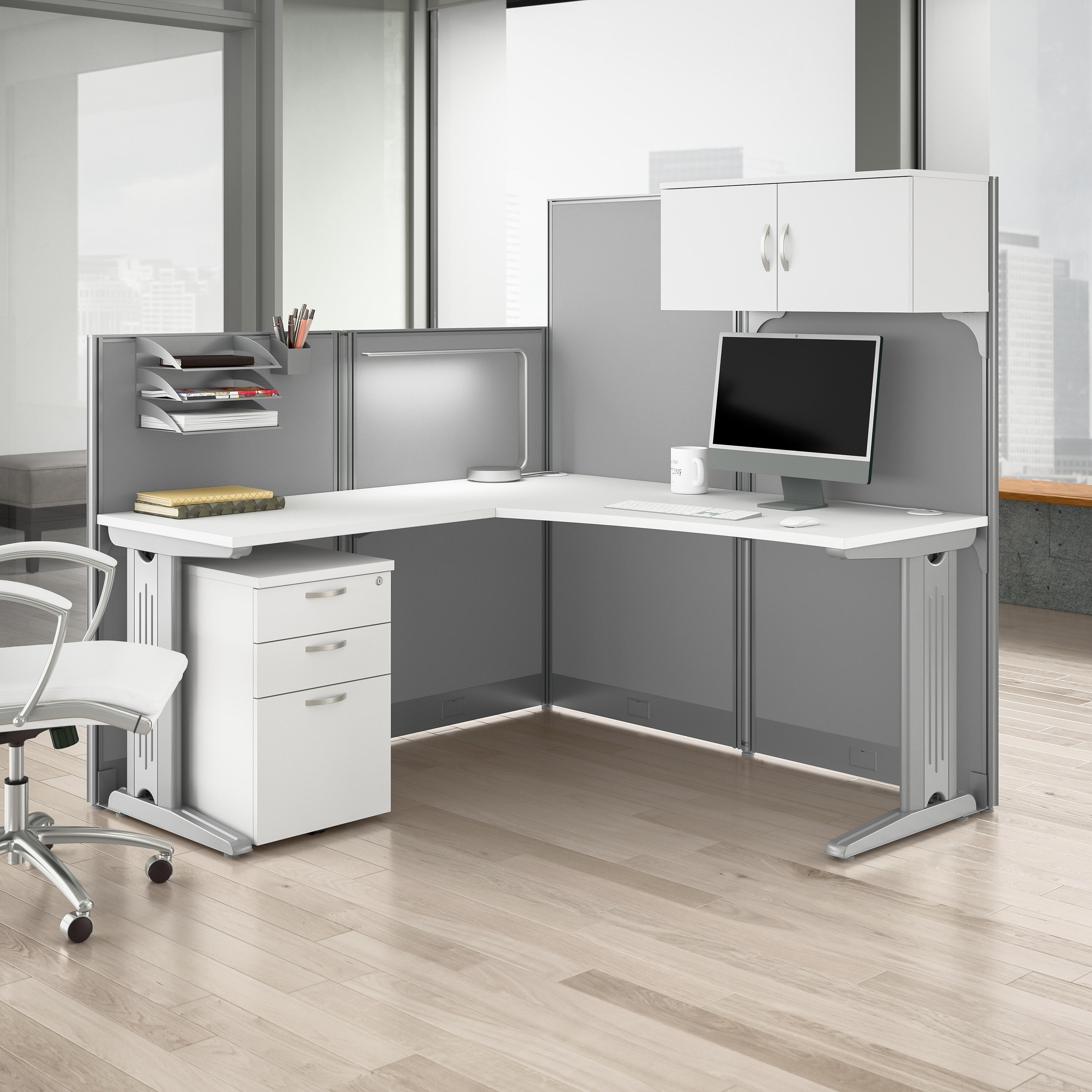 Office in an Hour 65W L-Shaped Workstation with Storage by Bush Business Furniture