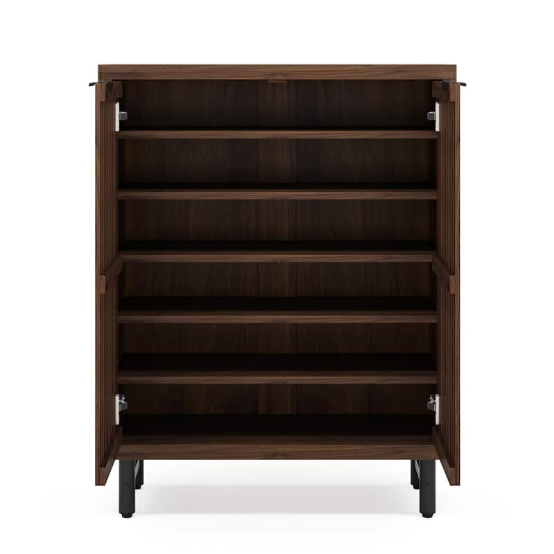 Wooden Bathroom Floor Cabinet, Adjustable Shelves Large Storage Sideboard Accent Cabinet for Bathroom Kitchen Living Room