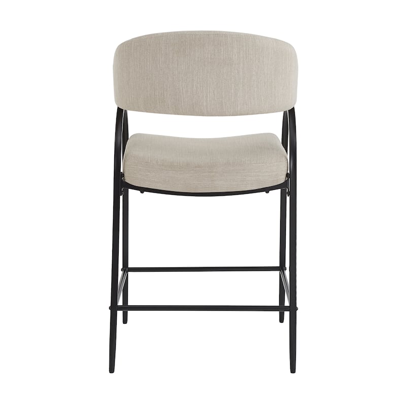 Christopher Knight Home - Upholstered Counter Height Bar Stool Set with Curved Backrest & Metal Frame, Set of 2 - 22.05"W