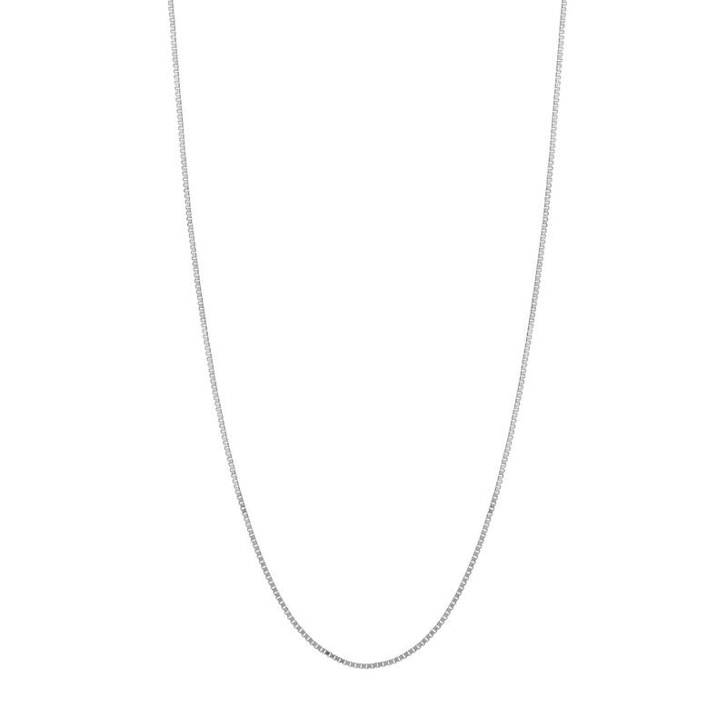 Curata 10k White Gold 0.66mm Box Chain Necklace (Lobster)