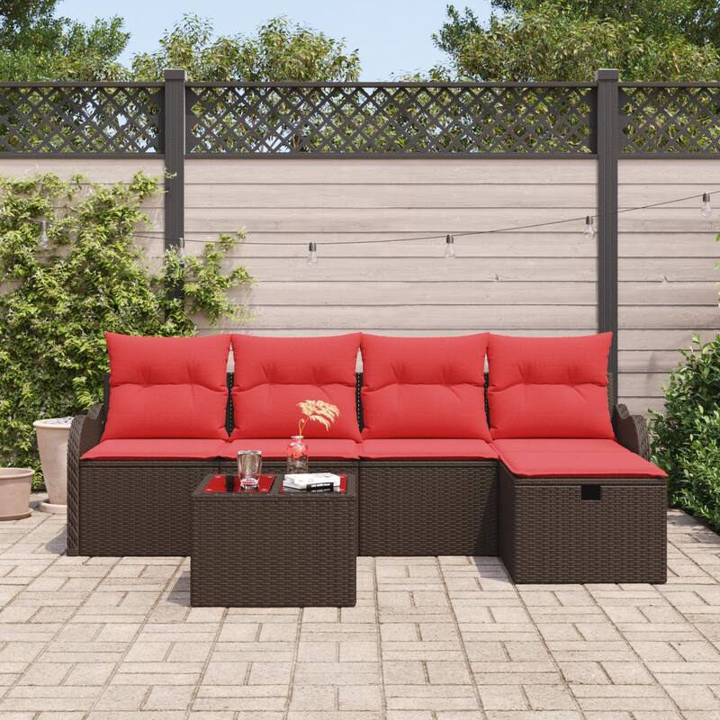 vidaXL 5/6 Piece Garden Sofa Set with Cushions - 90.9×46.1×27.2