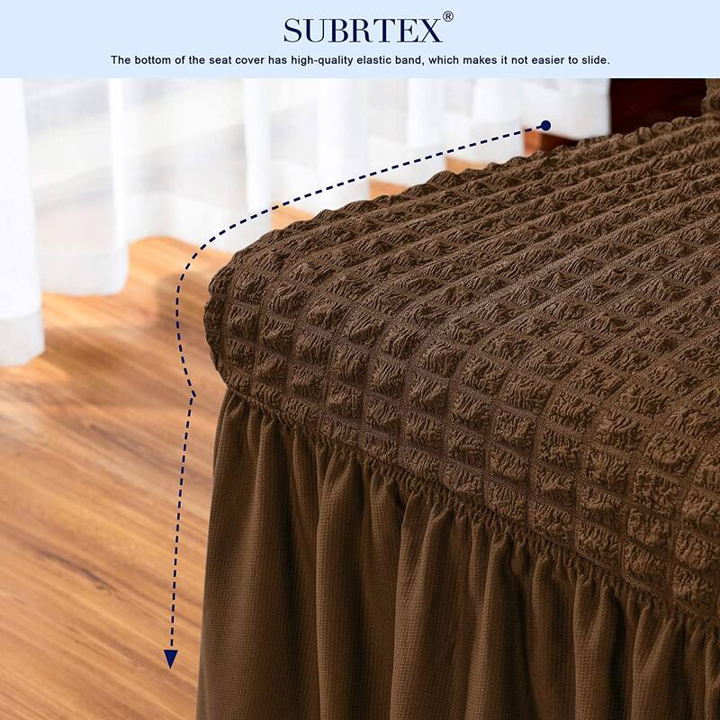 Subrtex Set-of-2 Stretch Dining Chair Cover Ruffle Skirt Slipcovers