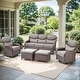 preview thumbnail 67 of 187, Outdoor Patio Sofa Swivel Chair with 6-Inch Thick Cushions Set 5PCS Sofa w/ Swivel Chair Ottoman - Brwon Wicker Grey Cushion