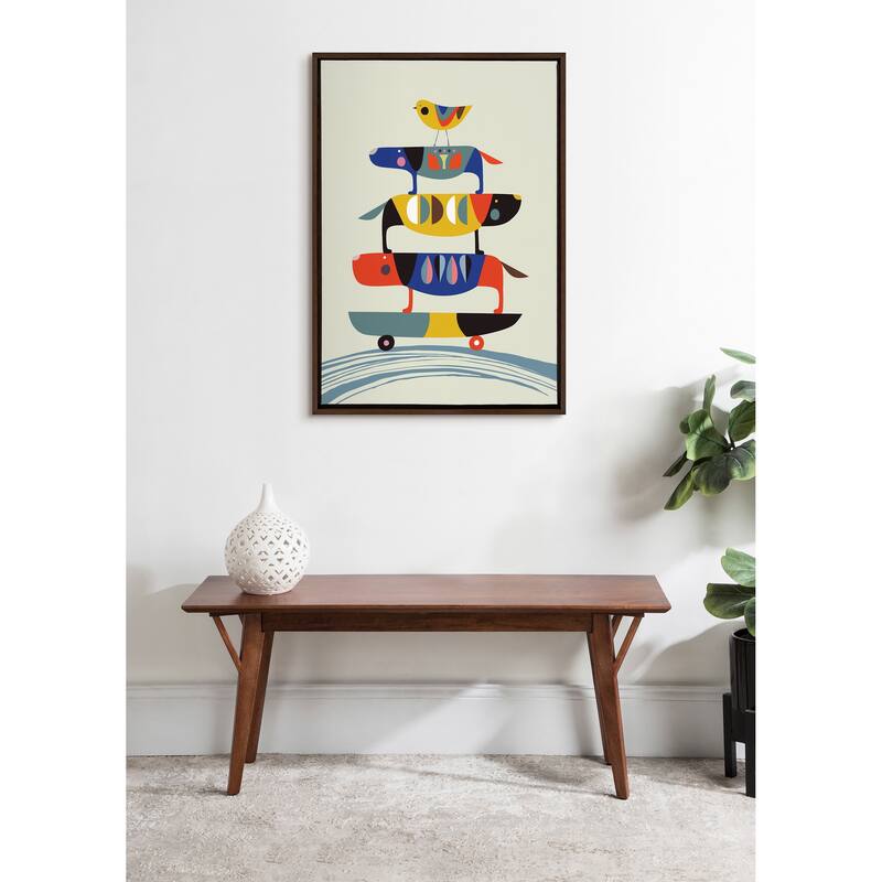 Kate and Laurel Sylvie Skate Dog Framed Canvas by Rachel Lee