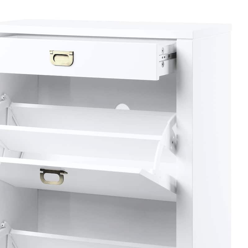 Bailey White High Gloss Shoe Cabinet with 4 Drawers