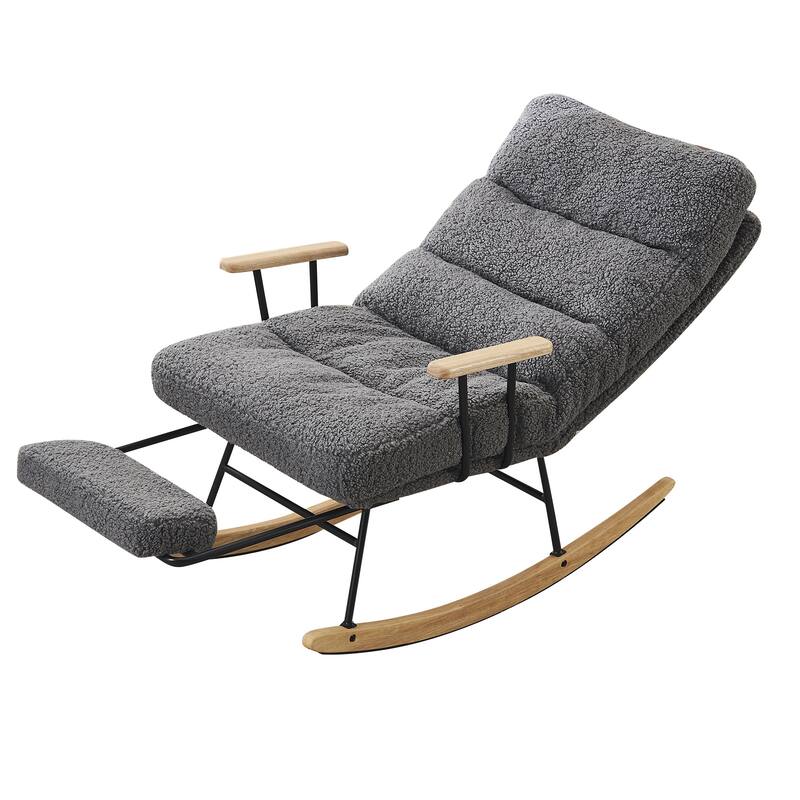 Chichoice Modern Accent Rocking Chair with Footrest, Nursery Glider Rocker with Side Pocket