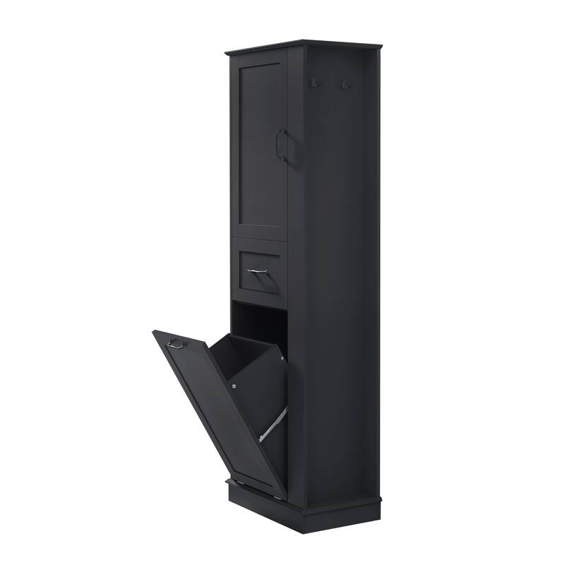 Roomfitters 67" Tall Modern Storage Cabinet with Tilt-Out Compartment and Side Hooks