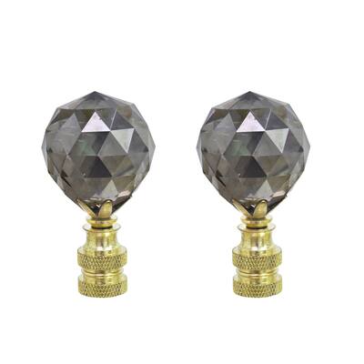 Aspen Creative 2 Pk Charcoal Grey Faceted Crystal Lamp Finial - CHARCOAL GREY