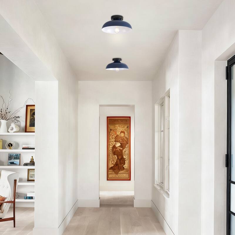 Semi Flush Mount Ceiling Light, Modern Ceiling Light Fixture for Kitchen Island Dining Room Foyer Hallway Porch Barn Loft