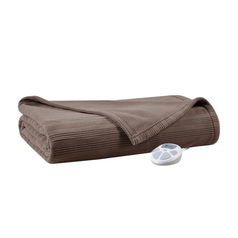 Serta Travis Heated Tri-Rib Microfleece Blanket