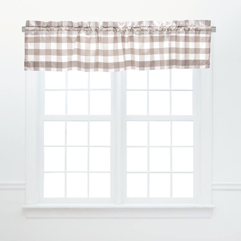 Franklin Check Cotton Window Curtain Valance Set of 2 - 15.5 x 72 - Tan