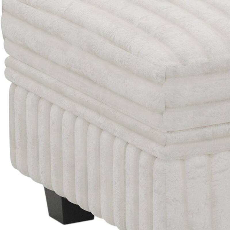 HomeRoots 30" Brown and Black Faux Fur Storage Ottoman