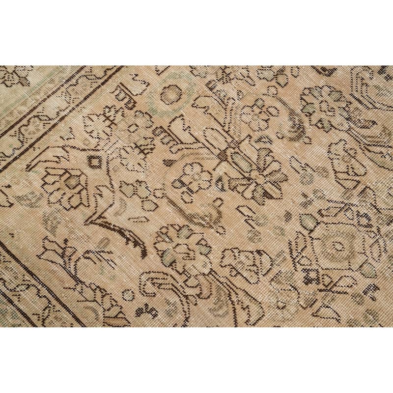 Hand Knotted Oriental 100% Wool Carpet Traditional All-Over Beige & Ivories Tabriz Area Rug - 10' 9'' X 7' 0''