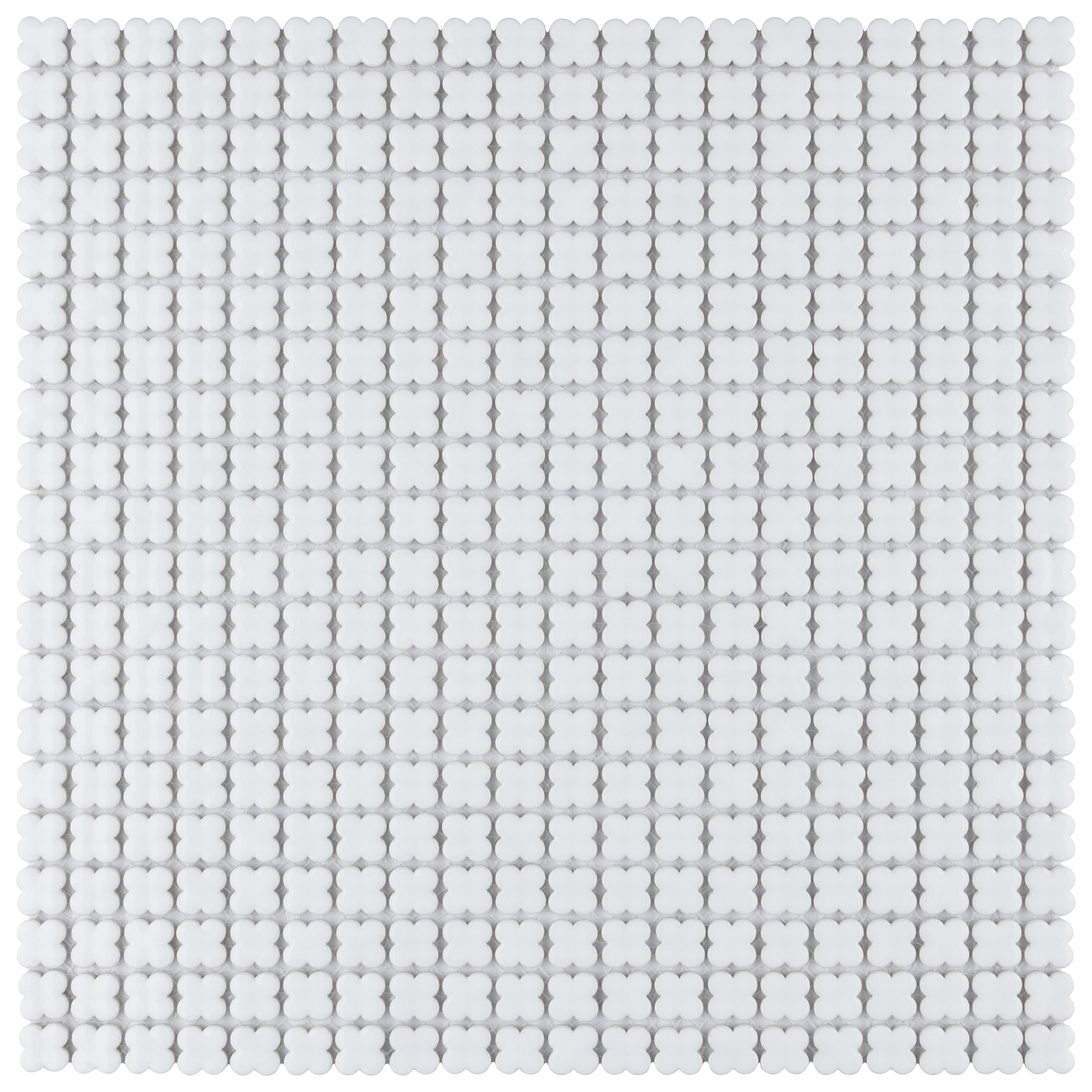 Merola Tile Fioretti Glossy Blanco 12" x 12" Porcelain Floor and Wall Tile