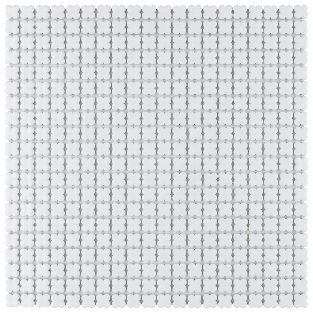 Merola Tile Fioretti Glossy Blanco 12" x 12" Porcelain Floor and Wall Tile