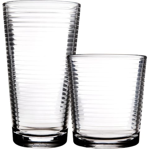Palais Glassware Striped Collection; High Quality Striped Clear Glass Set