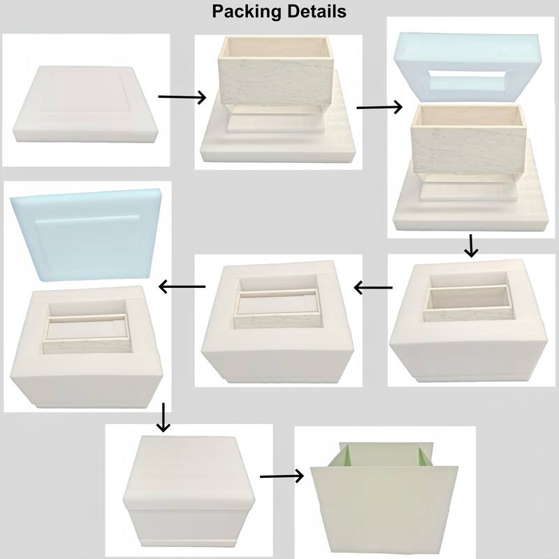 Roomfitters Luxury Natural Marble Hexagon Side Table, Solid Stone Geometric Pedestal End Table, Polished Finish