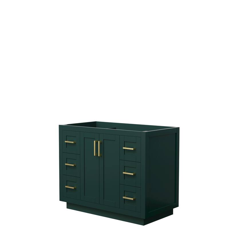 Miranda Single Bathroom Vanity Cabinet, No Mirror - 42-Inch Single - Green, Brushed Gold Trim, No Top