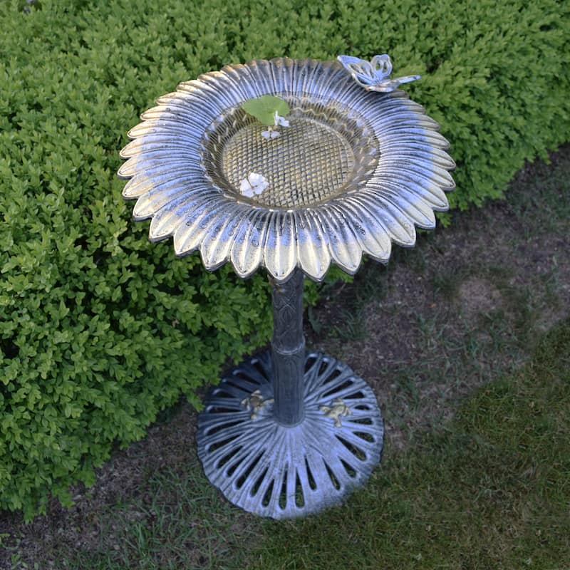 Premium Butterfly Sunflower Bird Bath
