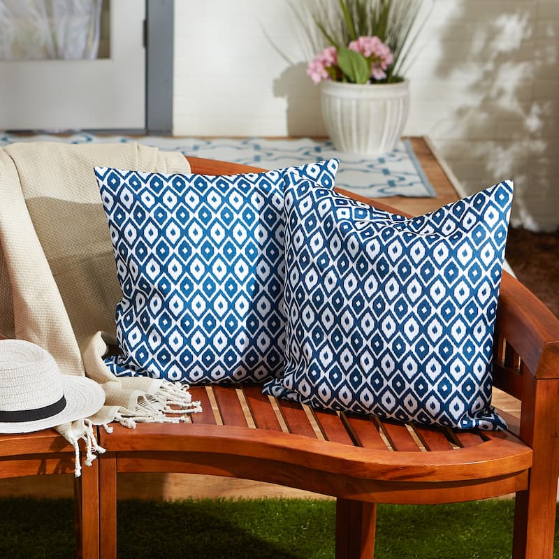 Blue Ikat Outdoor Pillow Cover 18x18 (Set of 2)