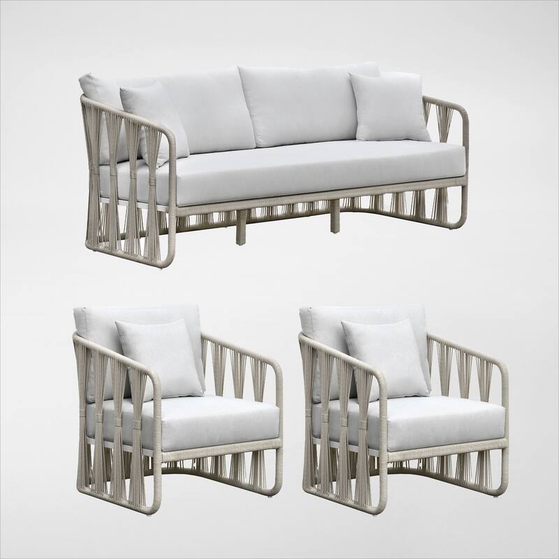 Alexa Outdoor Seating Set - White 3-PC