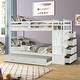 preview thumbnail 3 of 25, Twin over Twin Wood Bunk Bed with Trundle and Storage Staircase