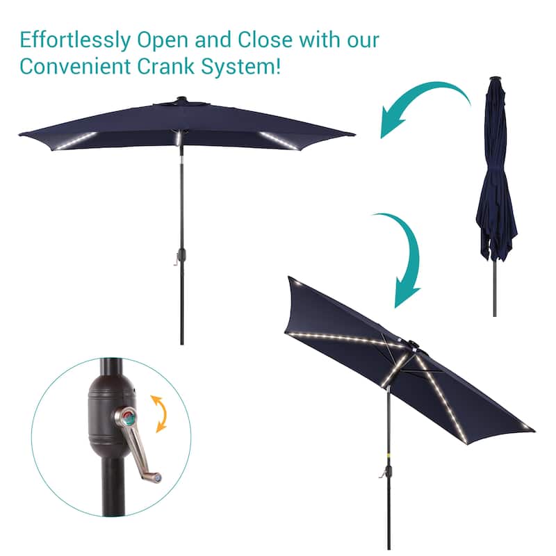 BONOSUKI 6x9FT LED Patio Market Umbrellas Table Umbrella w/Tilt Button