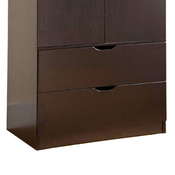 Shop Porch Den Gramercy Spacious Brown Two Door Wardrobe W Hanging Clothing Storage Overstock 21895356