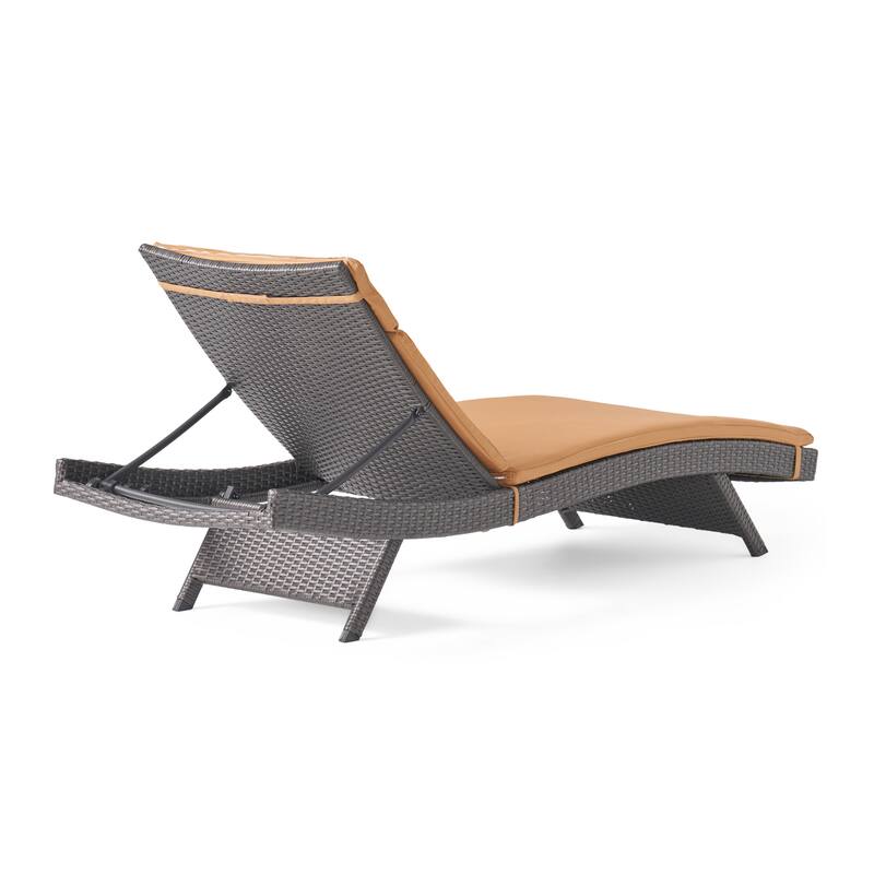 Salem Outdoor Wicker Adjustable Chaise Lounge with Cushion by Christopher Knight Home