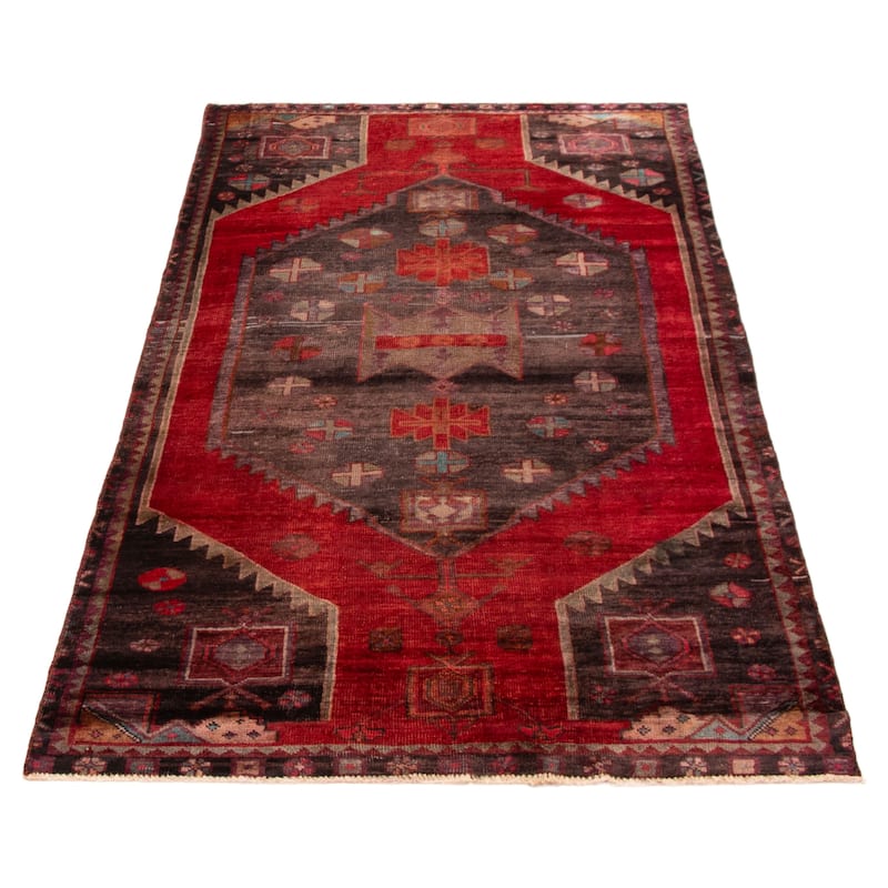 ECARPETGALLERY Hand-knotted Anatolian Vintage Red Wool Rug - 4'5 x 8'5
