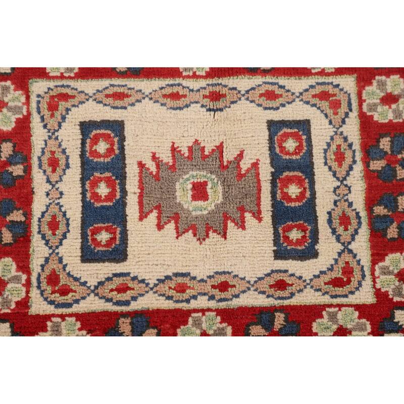 Traditional Beige Kazak Oriental Area Rug Hand-Knotted Wool Carpet - 6'6" x 9'6"
