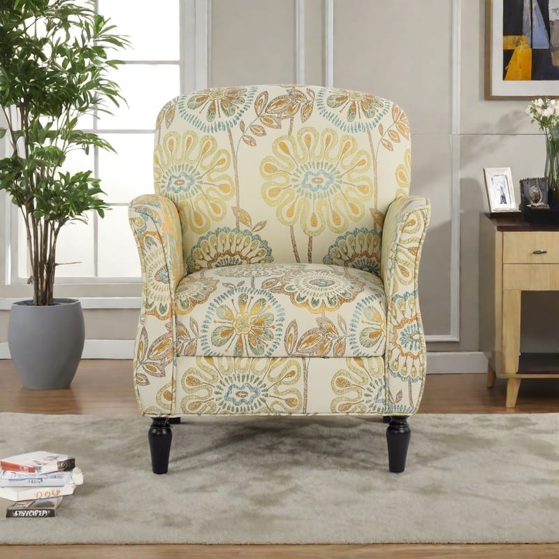 Fabric Accent Chair with Ergonomic Design, S-Spring Cushion, and 220lb Capacity