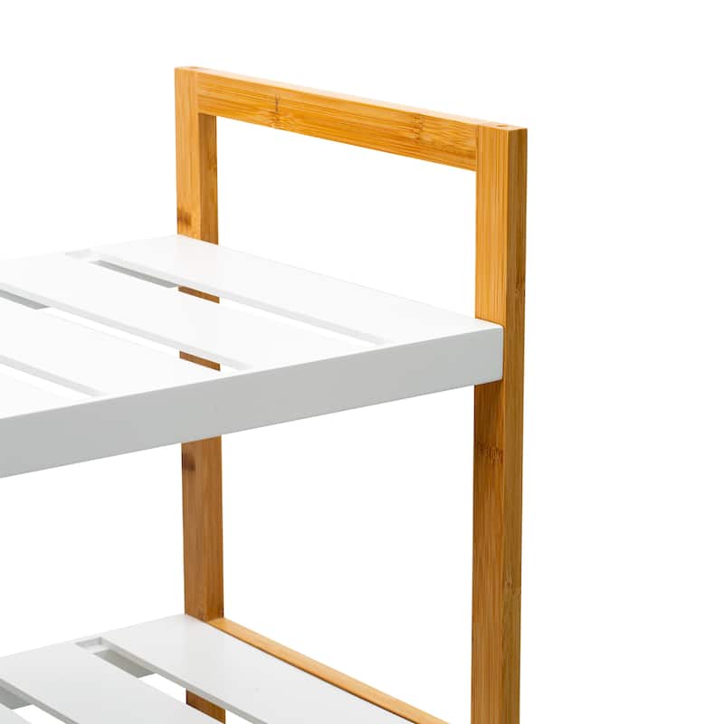 Organize It All 2 Pack Sonora Bamboo 2 Tier Stackable Shoe Rack - 27.48" x 12.01" x 18.5"