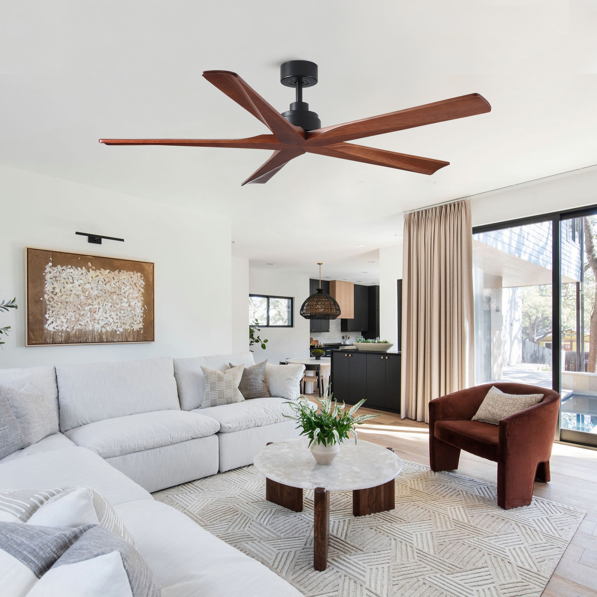 60 Inch Indoor/Outdoor Ceiling Fan without Light, 5 Blades 6-Speed