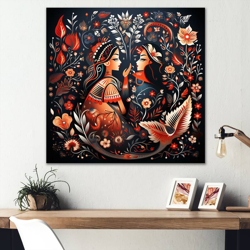 Designart "Indian Art Rajasthani Folklore Tales I" Indian Art Wall Art - Global Canvas Wall Decor For Home