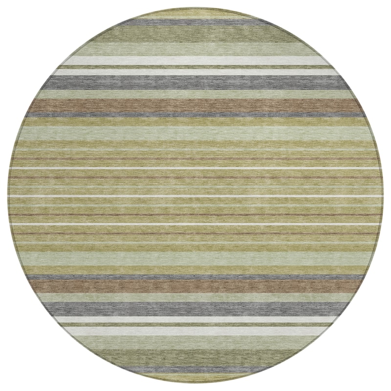Machine Washable Indoor/ Outdoor Modern Stripes Chantille Rug