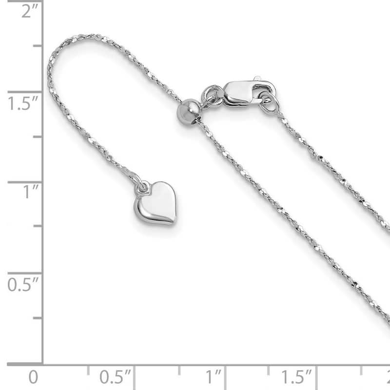 Curata 925 Sterling Silver Italian 22" 0.95 Twisted Adjustable Sparkle Chain Necklace