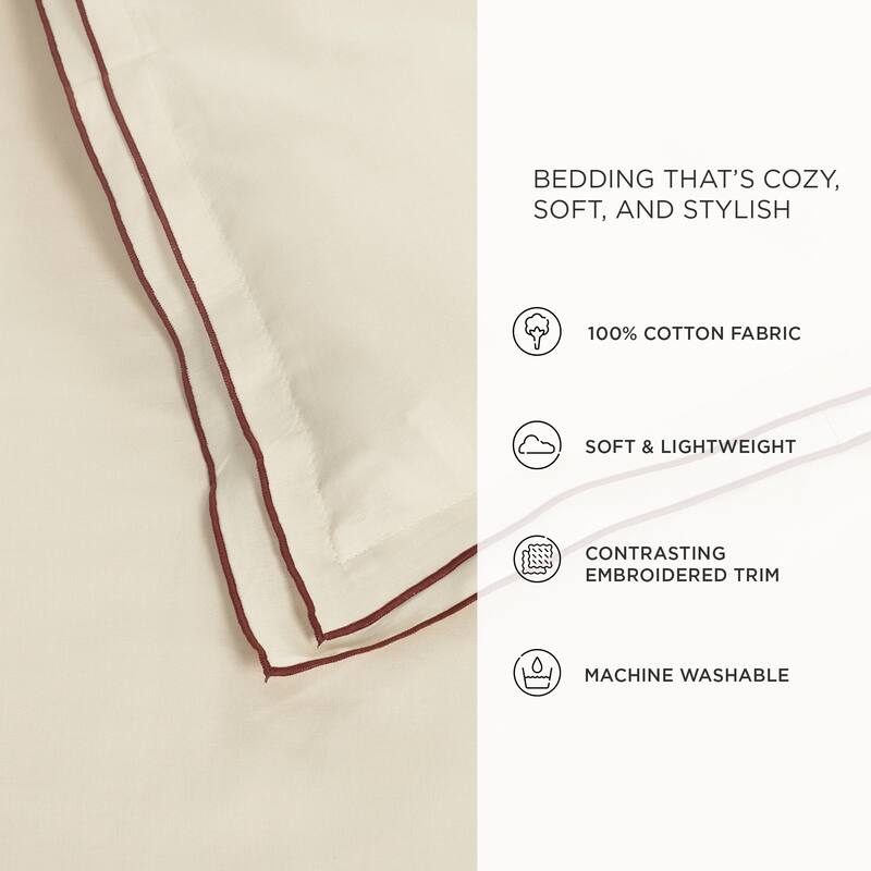 Lush Decor Hampton Double Flange Embroidered Contrast Edge Comforter 3 Pieces Set