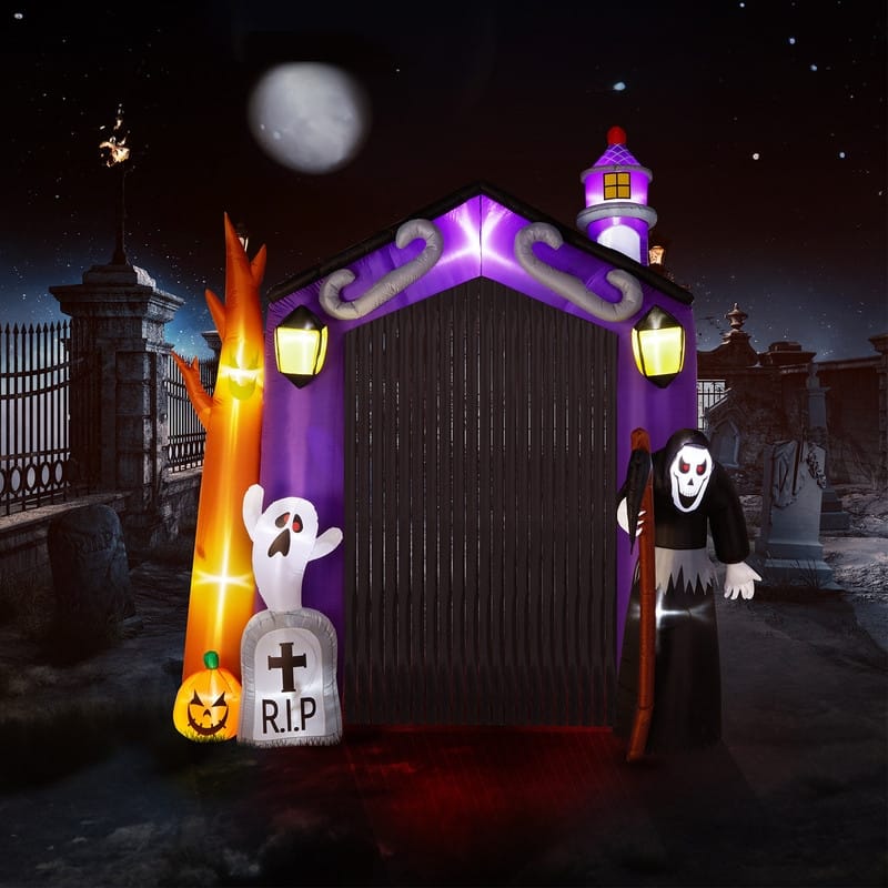 9.8FT Death Gravestone Archway Inflatable Halloween Outdoor Decorations - Black