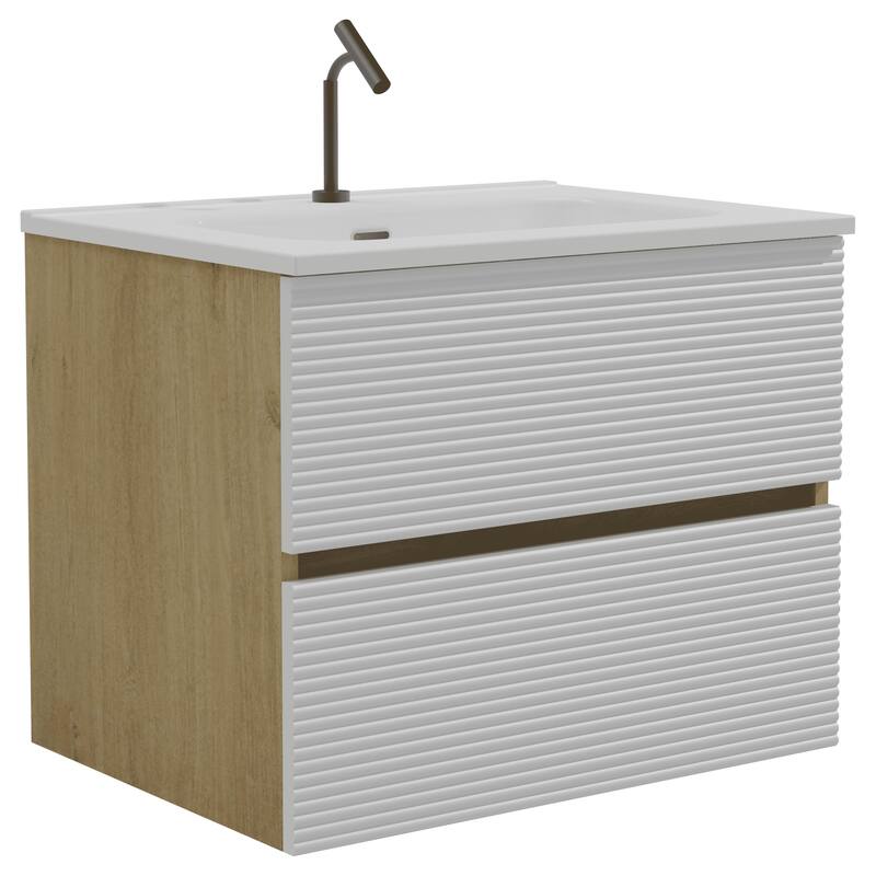 35" Modern Bathroom Vanity with Silent Soft-Closing Drawers, Eco-Friendly Natural Oak Finish