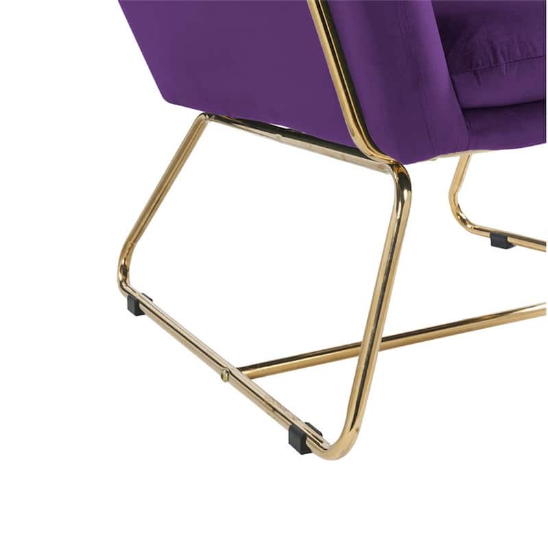 Velvet Accent Chair with Metal Base