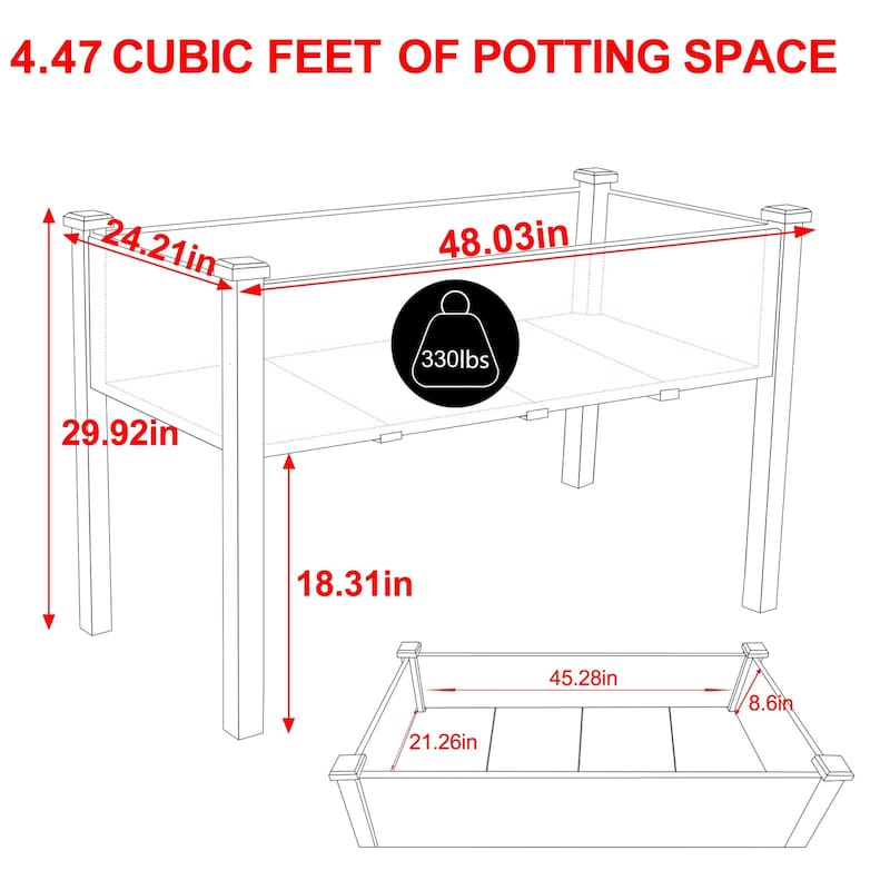 VEIKOUS Wood Raised Garden Bed with Drainage Holes, Outdoor Elevated Planter Box