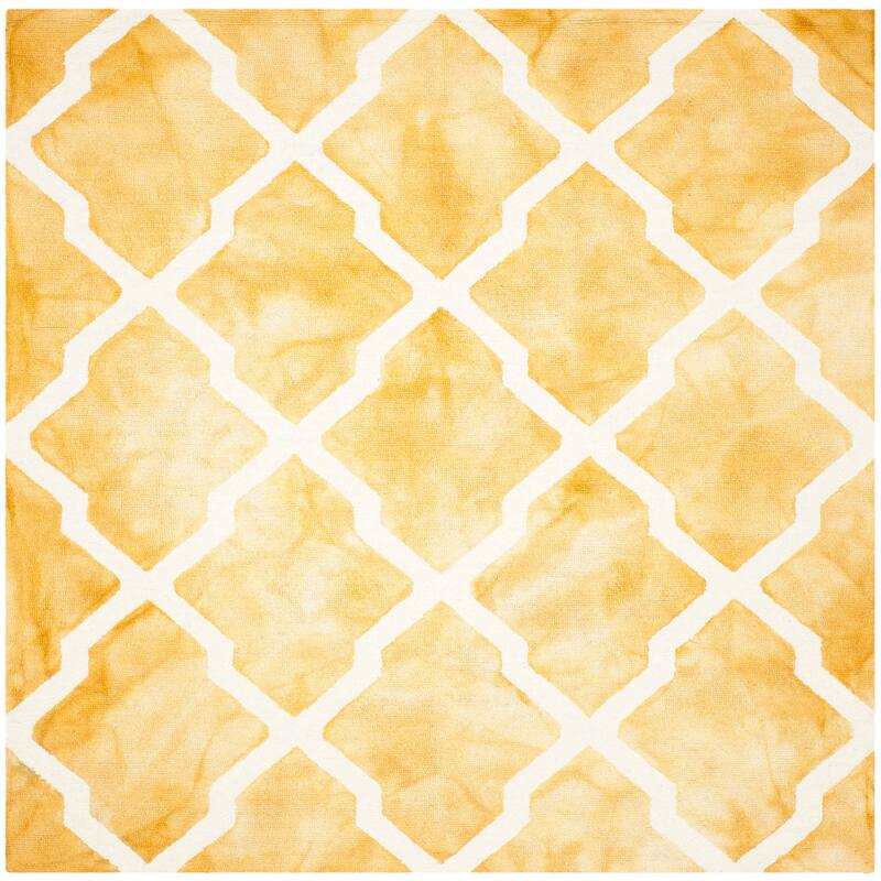 SAFAVIEH Handmade Dip Dye Ivona Vintage Wool Rug - 7' Square - Gold/Ivory