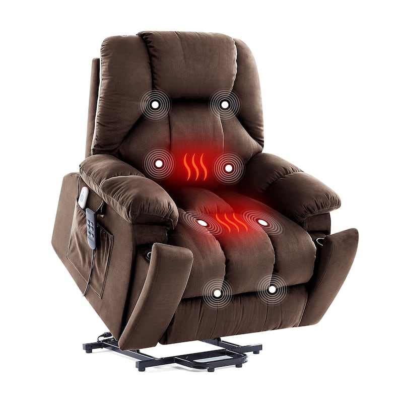 Bestier 40.1" W Microsuede Oversize Dual Motor Power Lift Recliner Chair With Massage and Heating