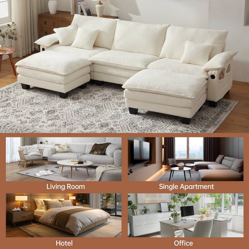 Oversized Sectional Sofa Couch Modular Sectional Sofa with Reversible Ottomans