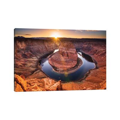 iCanvas "Sunset Over Horseshoe Bend & Colorado River, Glen Canyon National Recreation Area, Arizona" by Russ Bishop Canvas Print
