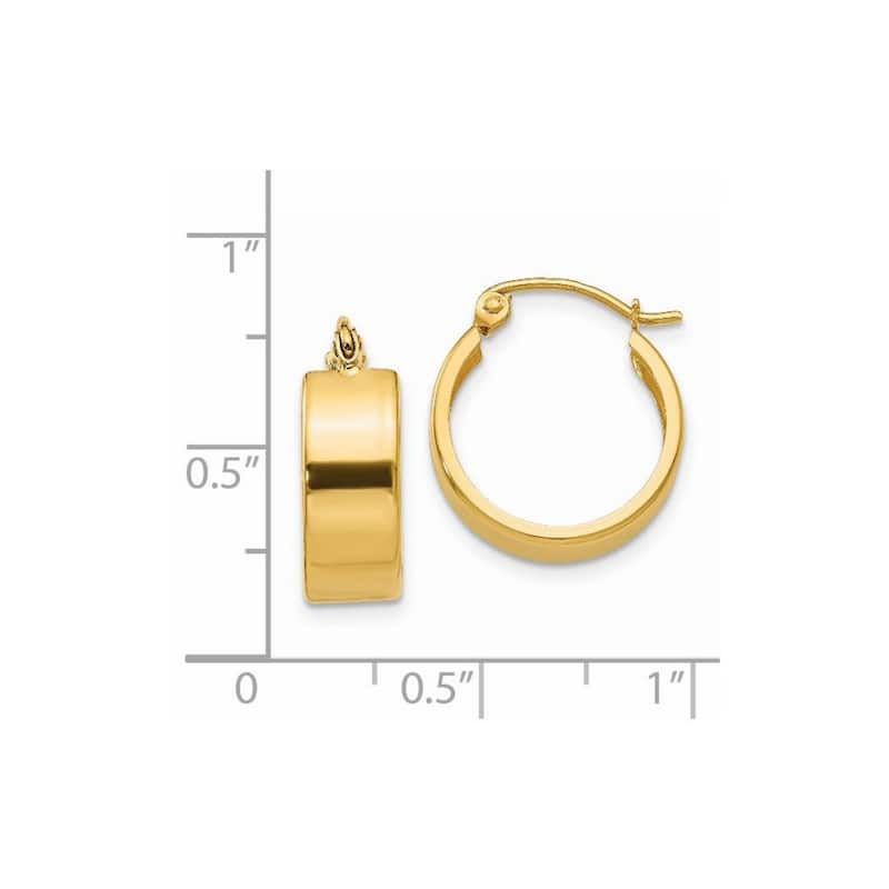 Curata 14k Yellow Gold Polished Wide Flat 14x6mm Hoop Earrings