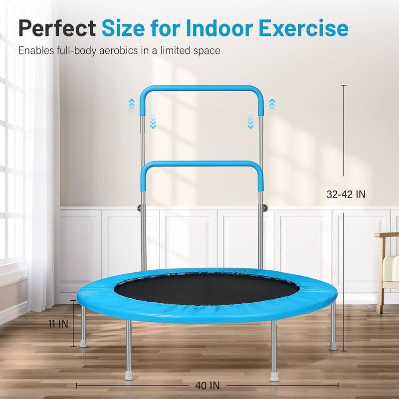 40"/48" Rebounder Trampoline for Adults with Adjustable Bar