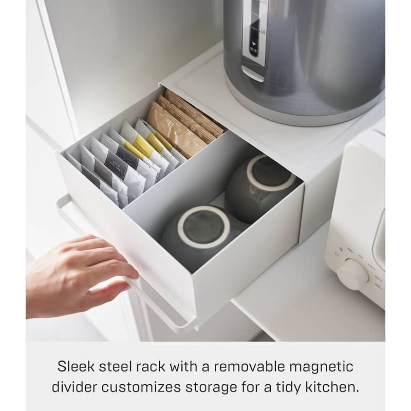 Yamazaki Home Countertop Rack with Drawer, Steel, Holds 11 lbs - L 10.83 x W 8.74 x H 4.53 inches