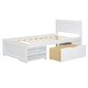 preview thumbnail 9 of 25, Twin Size Wooden Platform Bed Frame with one Storage Rack on Wheels, one Drawer & Two Shelves for Boys Girls, Noise-Free
